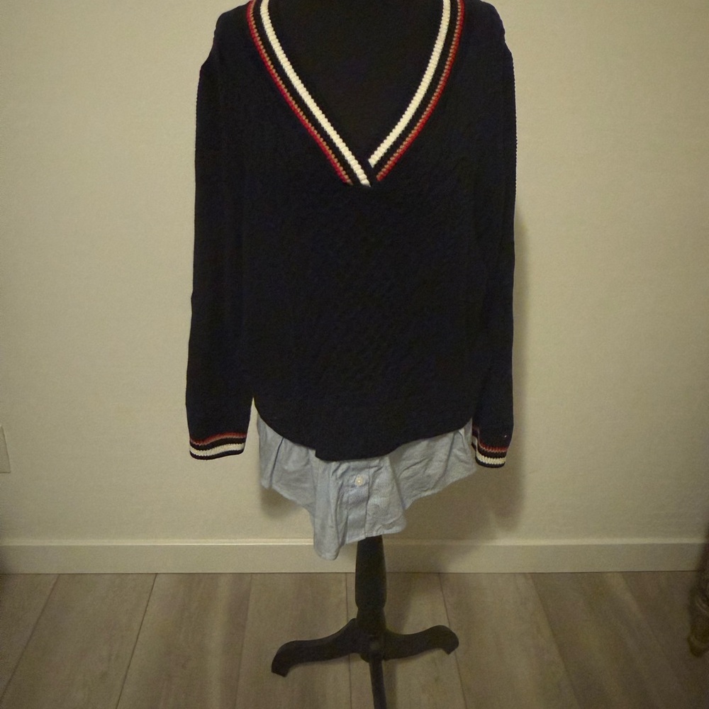 Tommy Hilfiger Navy and White Blouse - Picture 5 of 5